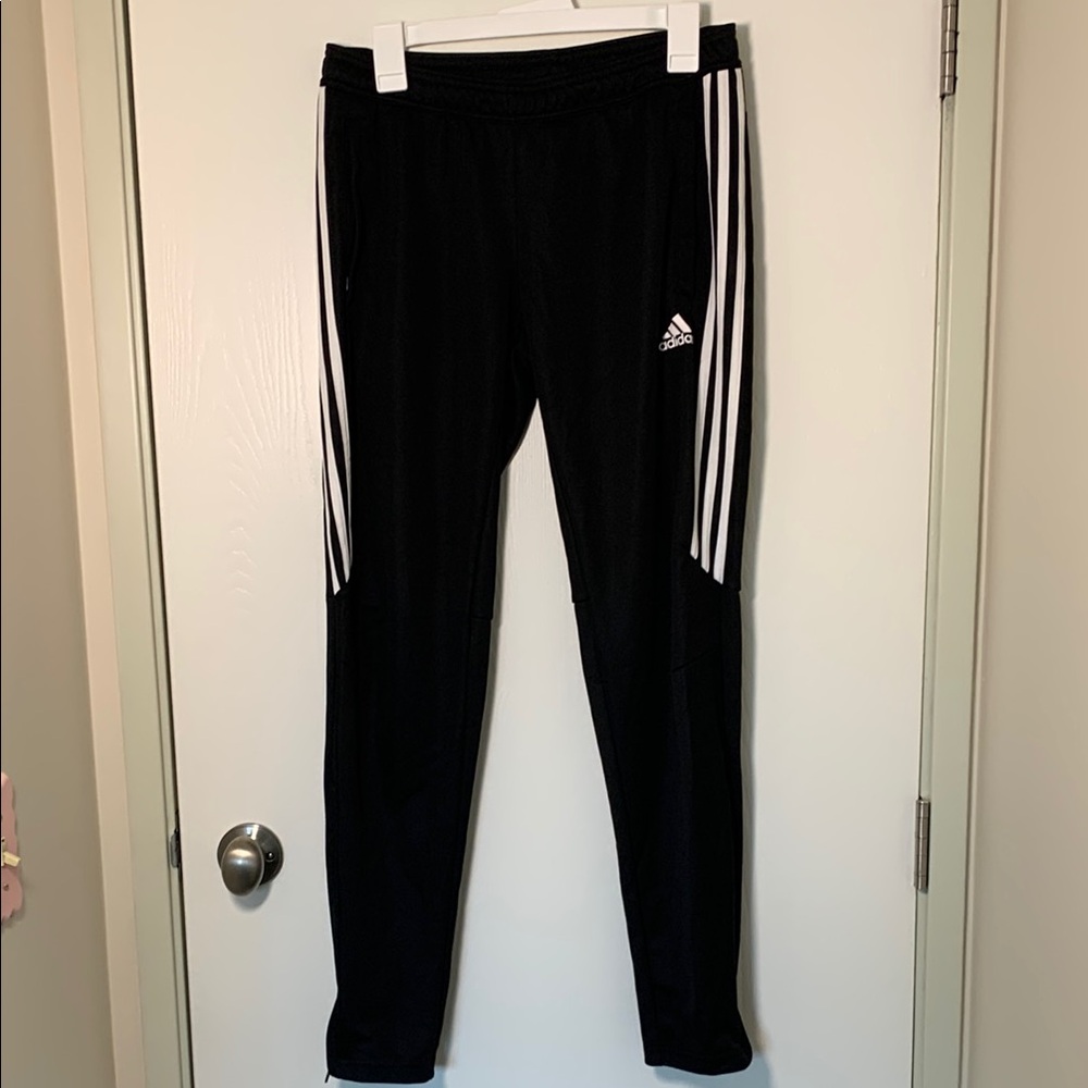 Adidas Black Joggers with White Stripes